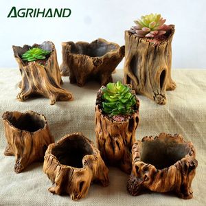 Plantenbakken Potten Schattige Mini Houten Cement Plant Bloempot Tuin Home Office Decor Plantenbak Kleine Bonsai Potten Woondecoratie 230920