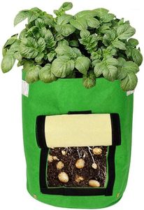 Jardinières Pots Daul Layer Tissus non tissés Bac à pommes de terre Cultiver des pommes de terre Patio Sac de culture recyclé