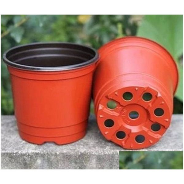 Macetas Macetas Macetas de doble color Plástico Rojo Negro Vivero Trasplante Cuenca Maceta irrompible Macetas para el hogar Suministros de jardín DH6HV