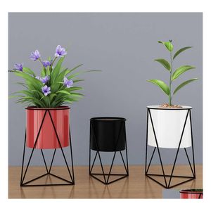 Jardinières Pots Durable Géométrique En Métal Pot De Fleur Stand Jardin Intérieur Plante Titulaire Affichage Jardinière Fer Jardinage Fournitures S / L 2106 Dhu2M