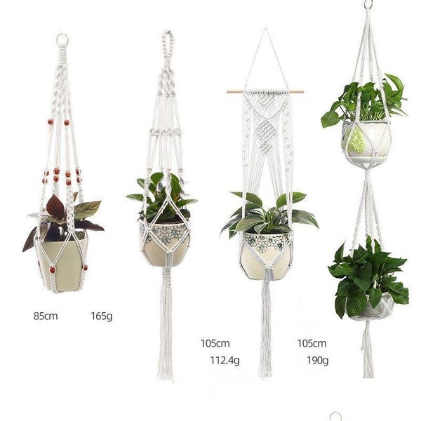 Jardinières Pots Fleur Panier Suspendu Vintage À La Main Rame Plante Pot Coton Corde Balcon Fleuriste Cintre Décoration Jardinière Drop Del Dhoys