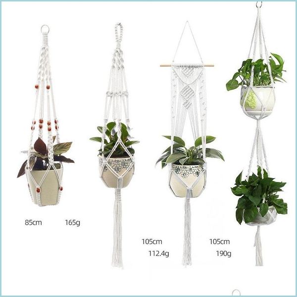 Jardinières Pots Fleur Panier Suspendu Vintage À La Main Rame Plante Pot Coton Corde Balcon Fleuriste Cintre Décoration Jardinière Drop Del Dhq83