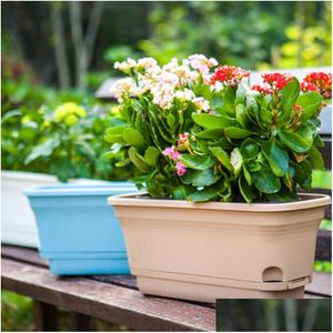 Planteurs Pots fleur de grande capacité Rectangar Plaste Plantes Conteneur pour les légumes de balcon familial Fleurs Supplies Garden Drop Dhg0m