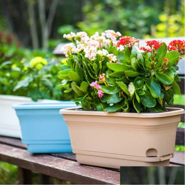 Planteurs Pots fleur de grande capacité Rectangar Plaste Plantes Conteneur pour les légumes de balcon de famille