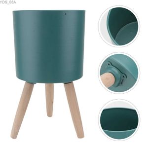 Plantenbakken Potten Bloempot met houten poten Moderne hoge pot Bloemenplanter Decoratieve bloemencontainer Woondecoratie voor binnentuin Tafelblad 240325