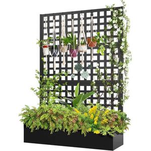 Planteurs Pots Lit de jardin avec grille en métal Boîte de plante avec grille Boîte de jardin avec plants d'escaladeq240517