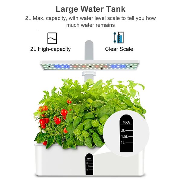 Macetas Macetas Sistema de cultivo hidropónico para jardín Kit de jardín de hierbas para interiores Temporización automática Luces de cultivo LED Bomba de agua inteligente para macetas caseras 231025