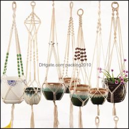 Jardinières Pots Fournitures de jardin Patio Pelouse Maison LL Cintres de plantes Rame Porte-fleurs Corde tressée suspendue Pl Dhbtn