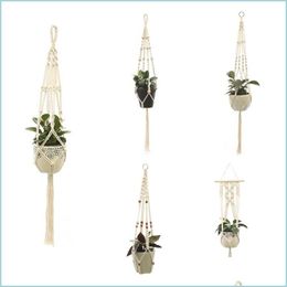 Planters potten hangende bloempot nettas handgemaakte katoenen breien tillen touw balkon bloemist bloemplant hanger decoratie druppel dhupa