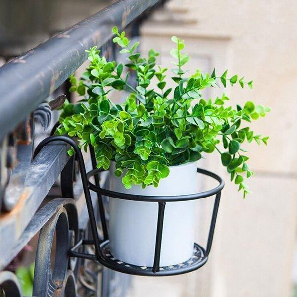 Jardinières Pots suspendus plante support plantes en métal étagère support pour balcon intérieur rond Pot de fleur garde-corps mur clôture extérieure