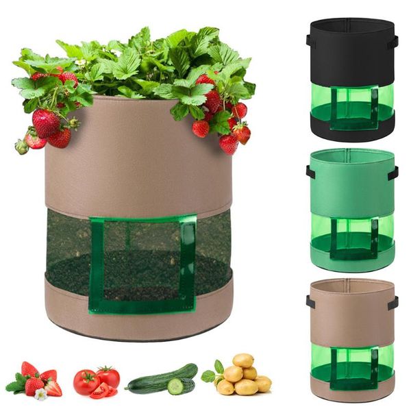 Macetas para el hogar, balcón, jardín, bolsa para cultivo de plantas, DIY, patata, tomate, vegetal, tela de fieltro, contenedor para plantar, maceta gruesa