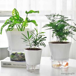 Jardinières Pots Pot De Fleur Paresseux Innovant Pot De Fleurs Automatique Absorbant L'eau En Plastique Transparent Planteur Auto-Arrosage Plantes Gousses R230621