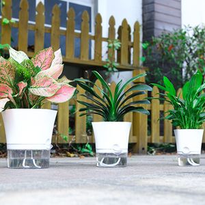 Planters Pots Innovative Lazy Flower Pot Automatic WaterAbsorbing Flowerpot Transparent Double Layer Plastic Self Watering Planter FU 230829