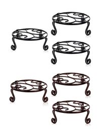 Planters potten Iron Bloemplank Pot Plant Stand grote zwarte ronde vloerstandige holle balkon Desktop metaal Simple9905964