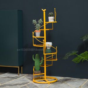 Planters potten Iron Flower Stand vloerstandige draaiende buitenvloer Succulente plant woonkamer Europese stijl