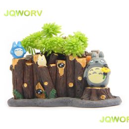 Jqworv Dessin animé moderne Succent Planteur Pot Résine Artisanat créatif Mignon Totoro Fleur Décorations pour la maison Vase Mini Jardin P Dhxbp