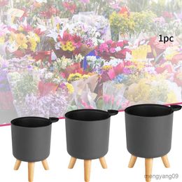 Jardinières Pots Lantai-berdiri Pot Bunga Kaki Herbal Diri Penyiraman Sistem Drainase Bonsai untuk Tanaman dengan Kaki Kayu Pembibitan Modern R230807