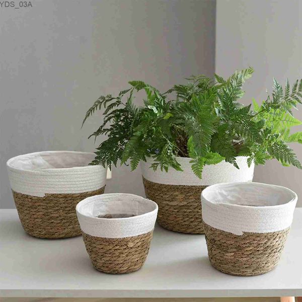 Planteurs Pots Grands pailles de paille Paniers de fleurs Plantes en pot