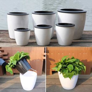 Planters potten luie bloem automatische pot imiteert serie plastic zelfwater desktop thuiskantoor tuin decoratie d1 Q240429