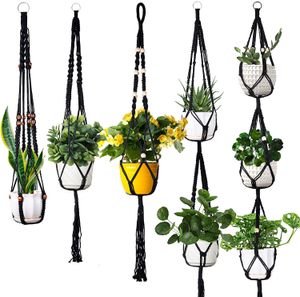 Plantenbakken Potten Macrame handgemaakte plantenhanger manden bloempotten houder balkon hangende decoratie geknoopt hijstouw huis tuinbenodigdheden 230607