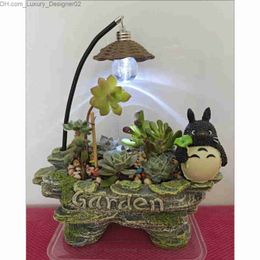 Plantenbakken Potten Mini rock bloempot gloeilamp met licht cartoon hars sappige planten bonsai opslagtank tuin supply Z230802