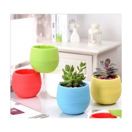 Jardinières Pots Mini Rond En Plastique Plante Succente Pot De Fleur Jardin Bureau À Domicile Décor De Bureau Micro Paysage Planteur Incassable Flo Dhqbu