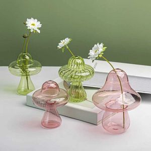 Jardinières pots de champignons en verre vase de fleur hydroponique fleur transparente terrarium fleur bouteille de bureau décor de bureau