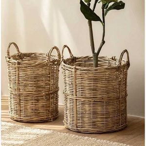 Planters potten natuurlijke rattan decoratieve pot grote handgemaakte planten exit vakmanschap thuis tuin veelzijdige scène Q240429