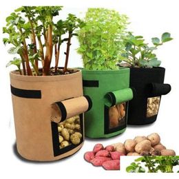 Planteurs Pots Sacs de pépinière non tissées Plant Poute Poute Culture Sac Feel Tissure Pot de semis Réutilisables Légumes Fleur LJJA2530-1 DROP DEL DH9GS