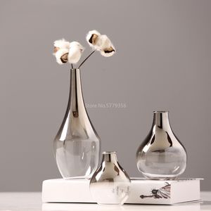 Planters Pots Noordse bloemenglas vaas creatieve zilveren gradiënt gedroogde insert desktop terrarium sieraden decoratie plantenhouder 230330
