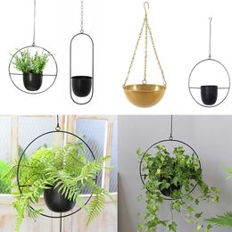 Planters potten Noordse metalen hangende ketting Bloemmand Plant Planter Garden Pot Holder Home Balkon Decoratie 220921