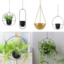 Planters potten Noordse metalen hangende ketting Bloemmand Plant Planter Garden Pot Holder Home Balkon Decoratie 220930