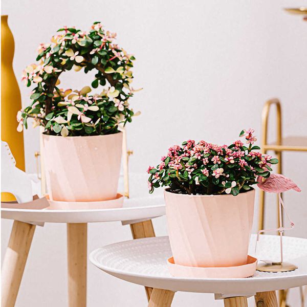 Pots de fleurs Nordique minimaliste bureau résine charnue épais plastique blanc rose Plue costume Pot de fleur en pot en céramique auto-arrosage planteur