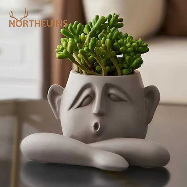 Jardinières pots nord-uuins résine abstrait figure Famille Famille Flowerpot Ornement Home salon Room Decoration Décoration Figurines Objet pour le pot intérieur T240505