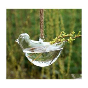 Macetas Macetas Originalidad Forma de pájaro Florero Hidroponía Suspensión Maceta transparente Maceta de vidrio Colgante Planta de agua Maceta Inicio D Dhuf7