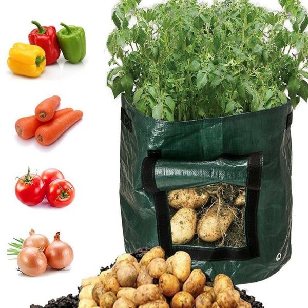 Macetas, macetas, tela de PE, bolsa para cultivo de plantas vegetales, cultivo de patatas, bolsas de tela tejida, contenedor de tomate grueso