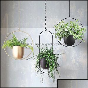 Planters Pots Planters Pots Tuinbenodigdheden Patio Lawn Home Metaal Plant Hanger Ketting Hangmand Flower Pot Holder Balkon Cachep DHCTM