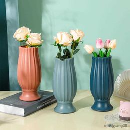 Jardinières Pots En Plastique Fleur Nordique Blanc Rose Incassable Rationalisé Solide Couleur Arrangement De Fleurs Séchées Pot De Fleur Pour Salon R230621