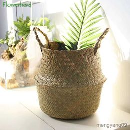 Jardinières Pots Pot Bunga Tanaman Tas Pot Bunga Keranjang Bunga Perabot Rumah Keranjang Penyimpanan Anyaman R230807