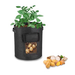 Jardinières Pots Plantation De Pommes De Terre Sac En Tissu Tissé Conteneur Planteur Pour Pot De Légumes Culture Verticale Cultiver Ferme Maison Jardin Fournitures 3 S