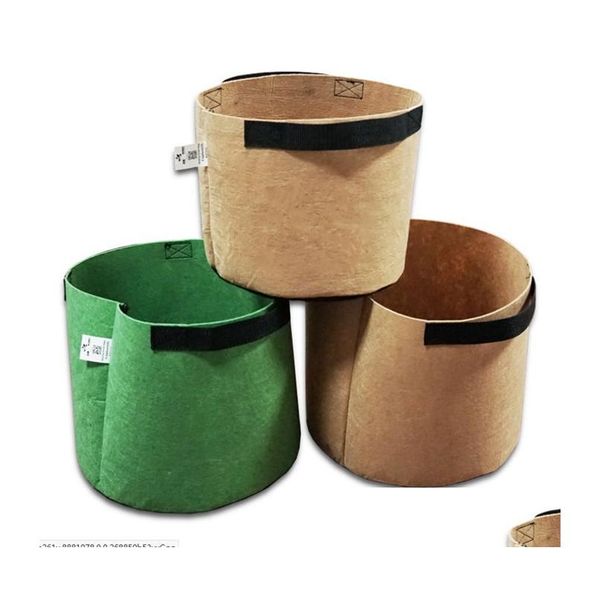 Pots de jardinières Série Premium Sacs de culture de plantes 2-10 gallons Pochette ronde en tissu non tissé Conteneur de racines Poignées de jardin de fleurs Poids Dhtiz