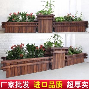 Macetas rectangulares para exteriores, caja de flores de madera antiséptica, maceta cuadrada de madera maciza, maceta creativa para plantas suculentas