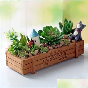 Planters potten retro ontwerp plantenbakken mode houten tuinpot anti slijtage bureaublad bloemenpot leuke decoraties opbergdoos 3 7hx zz dro dhtj3