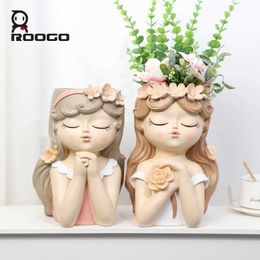 Planteurs Pots Roogo Flower Fairy Pot Moule Résine Juious Plant Diy Desktop Decoration Small Home Vase Office Q240429