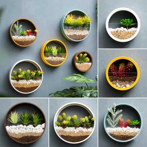 Planters potten rond ijzeren wand vaas huis woonkamer hangende mand decoratie bloem pot sappige plant kunstglas Q240429