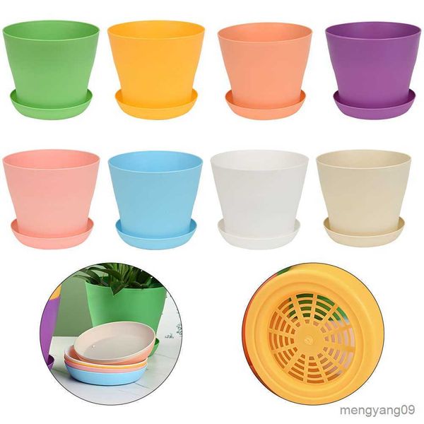 Jardinières Pots Pots De Plantes Rondes Pots De Fleurs Plateau De Soucoupe En Plastique Pour Succulente Rose Tulipe Orchidée Marguerite Pots De Fleurs 8 Couleurs R230620