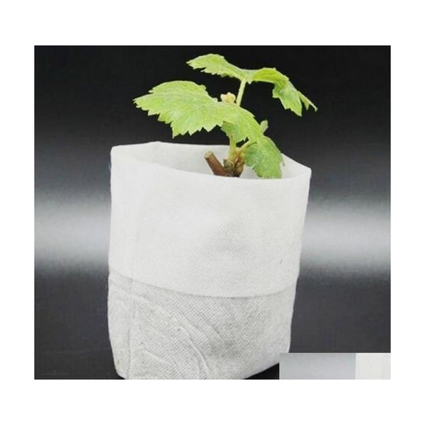 Macetas Macetas Bolsas de cultivo de plántulas Suministros para jardineras Protección ambiental Vivero 8X10Cm 9X10Cm 18X20Cm Telas 100 piezas / Dheva