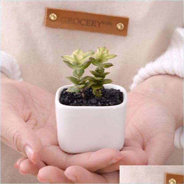 Macetas Macetas Diseño simple Macetas blancas Maceta creativa Mini plantas succentes Maceta de cerámica Decoración del hogar Mesa Balcón Vendido bien Dhlry