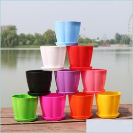 Jardinières pots simples mini jardins pots de pétale en plastique PP PP jardinières avec palette pour décoration de maison de fleur coloriage de bonbons 0 46xy dhwin