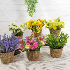 Plantenbakken Potten Simulasi bunga pot rumah desktop rotan keranjang bunga en pot kombinasi